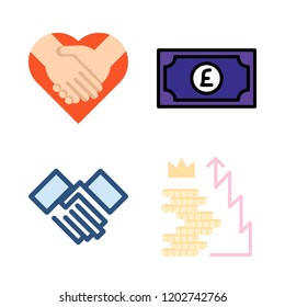 deal icon set. vector set about handshake and money icons set.