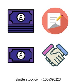 deal icon set. vector set about handshake, contract and money icons set.