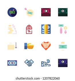 deal icon set. vector set about handshake, discount, money and hand shake icons set.