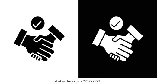 Deal icon in solid silhouette set. Vector Illustration.