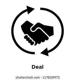 Deal icon vector isolated on white background, logo concept of Deal sign on transparent background, filled black symbol