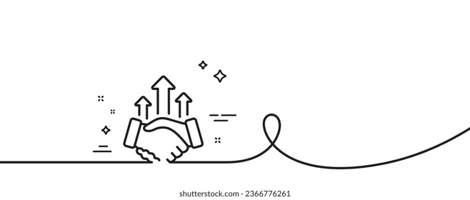 Deal line icon. Continuous one line with curl. Business handshake sign. Investment growth chart symbol. Deal single outline ribbon. Loop curve pattern. Vector