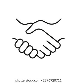 Deal Line Icon. Handshake Linear Pictogram. Business Partnership, Hand Shake Outline Symbol. Professional Agreement. Greetings, Introduction At Meeting, Editable Stroke. Isolated Vector Illustration.