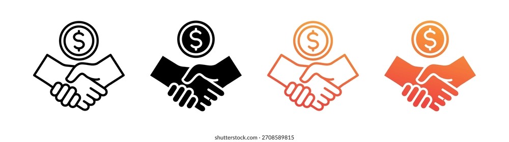 Deal Multiple Style Icon Set Vector