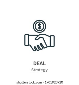 Icono de vector de contorno de trato. Icono de trato negro de línea delgada, ilustración de elemento simple vector plano a partir del concepto de estrategia editable trazo aislado en fondo blanco