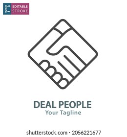 Deal people icon. Editable stroke.