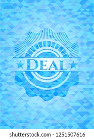 Deal realistic sky blue emblem. Mosaic background