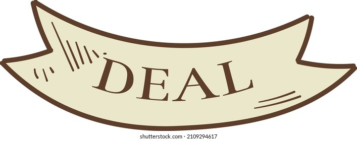 Deal ribbon. Flag shape header for offer in sketch style