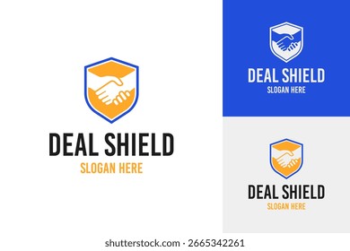 Idea de Ilustración vectorial de Plantilla de diseño de logotipo de escudo de trato