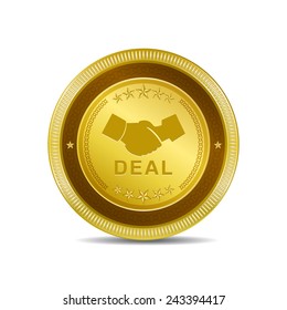 Deal Sign Golden Vector Icon Button