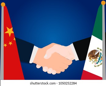 Deal state cooperation partnership China and Mexico with the businessman handshake symbol vector illustration