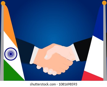 Deal state cooperation partnership France and India with the businessman handshake symbol vector illustration