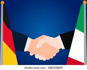 Deal state cooperation partnership Germany and Italy with the businessman handshake symbol vector illustration