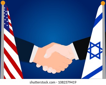 Deal state cooperation partnership Israel and United States of America (USA) with the businessman handshake symbol vector illustration
