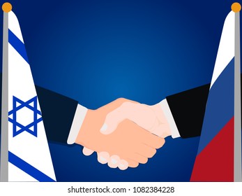 Deal state cooperation partnership Israel and Russia with the businessman handshake symbol vector illustration
