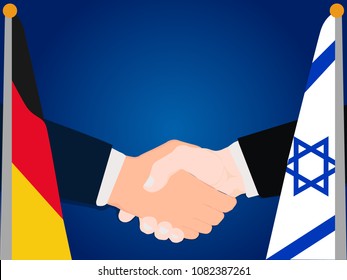Deal state cooperation partnership Israel and Germany with the businessman handshake symbol vector illustration