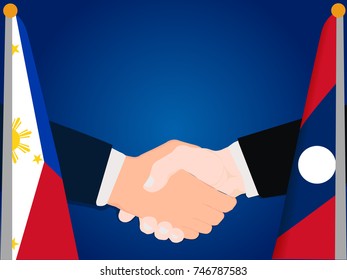 Deal state cooperation partnership Philippines and Laos with the businessman handshake symbol vector illustration