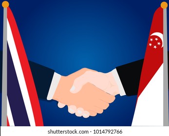 Deal state cooperation partnership Thailand and Singapore with the businessman handshake symbol vector illustration