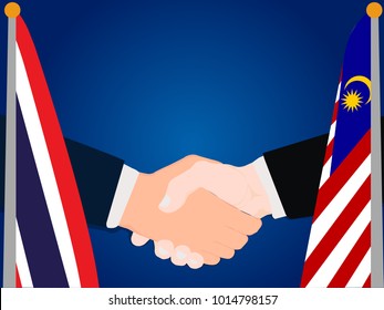 Deal state cooperation partnership Thailand and Malaysia with the businessman handshake symbol vector illustration