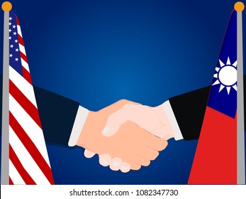 Deal state cooperation partnership United States of America (USA) and Taiwan with the businessman handshake symbol vector illustration