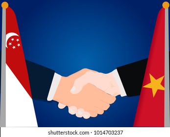 Deal state cooperation partnership Vietnam and Singapore with the businessman handshake symbol vector illustration