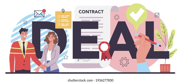 Cabecera tipográfica del trato. Contrato oficial y protocolo de enlace comercial