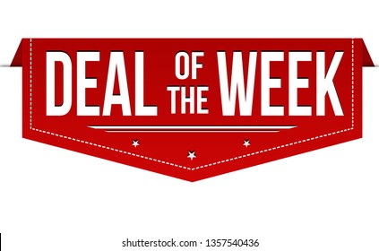 Deal of the week banner design on white background, vector illustration