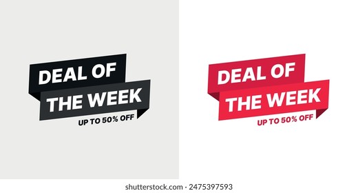 deal of the week shop now sale set colorful logo