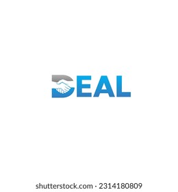 DEAL Wordmark Logo - Hand shake symbol fused on the letter D.
