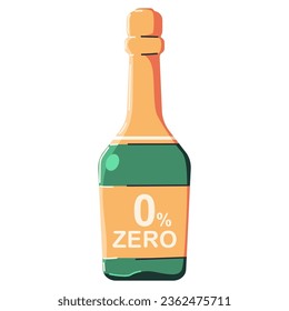 Dealcoholized champagne bottle vector cartoon illustrationt isolated on a white background.