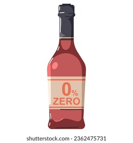 Dealcoholized red wine bottle vector cartoon illustrationt isolated on a white background.