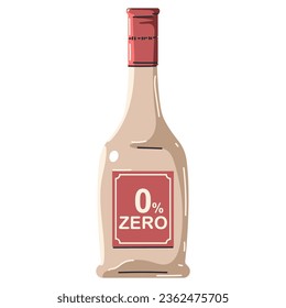 Dealcoholized white wine bottle vector cartoon illustrationt isolated on a white background.