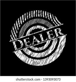 Dealer chalk emblem written on a blackboard. Vector Illustration. Detailed.