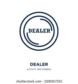dealer icon from activity and hobbies collection. Thin linear dealer, sale, auto outline icon isolated on white background. Line vector dealer sign, symbol for web and mobile
