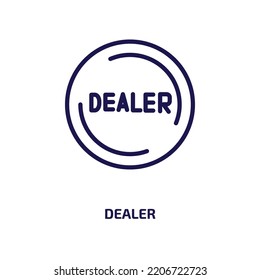 dealer icon from activity and hobbies collection. Thin linear dealer, business, auto outline icon isolated on white background. Line vector dealer sign, symbol for web and mobile