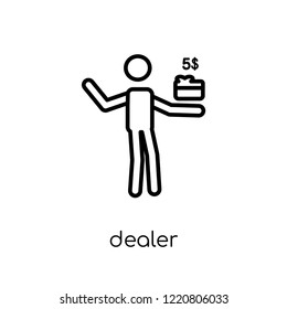 Dealer icon. Trendy modern flat linear vector Dealer icon on white background from thin line Activity and Hobbies collection, editable outline stroke vector illustration