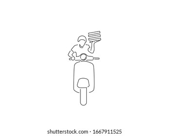 Dibujo de línea aislada del concesionario, diseño de ilustración vectorial. Recogida de alimentos.