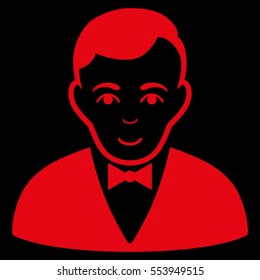 Dealer vector icon. Flat red symbol. Pictogram is isolated on a black background. Designed for web and software interfaces.