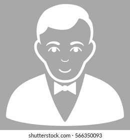 Dealer vector icon. Flat white symbol. Pictogram is isolated on a silver background. Designed for web and software interfaces.
