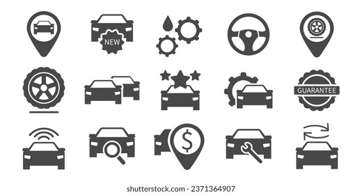 Juego de iconos de vectores de coches de distribuidores