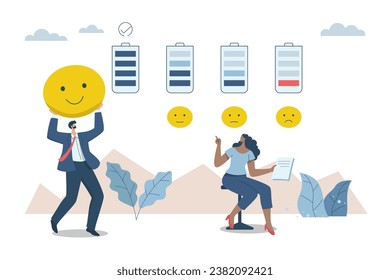 Dealing with fatigue and increasing employee freshness, Problems with stress levels and work pressure, Businesspeople are analyzing how to increase motivation or Enthusiasm for the team.