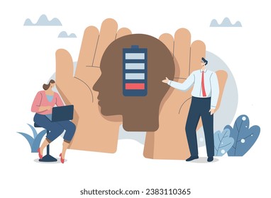 Dealing with fatigue and increasing employee freshness, Problems of burnout and loss of energy in work, Business people are analyzing how to increase motivation or add energizer for the team.