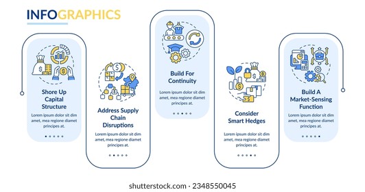 Dealing with inflation in business rectangle infographic template. Data visualization with 5 steps. Editable timeline info chart. Workflow layout with line icons. Lato-Bold, Regular fonts used