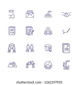 Dealing line icon set. Partners, businessmen, signature. Business concept. Can be used for topics like startup, cooperation, partnership