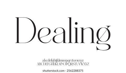 Dealing premium luxury elegant alphabet letters and numbers. Elegant wedding typography classic serif font decorative vintage retro. Creative vector illustration