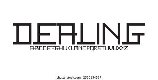 Dealing, Unique technology science alphabet lowercase font. digital space typography vector illustration design