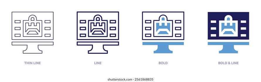 Deals online today icon in 4 different styles. Thin Line, Line, Bold, and Bold Line. Duotone style. Editable stroke.