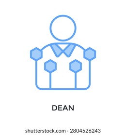 Dean Icon Lineal Blue Style. Vector Illustration For Graphic Design