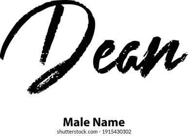 Dean-Male Name Brush Typography Text on White Background  