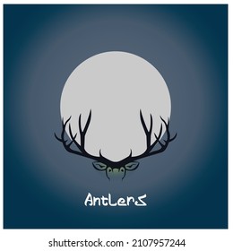 dear antlers with big moon